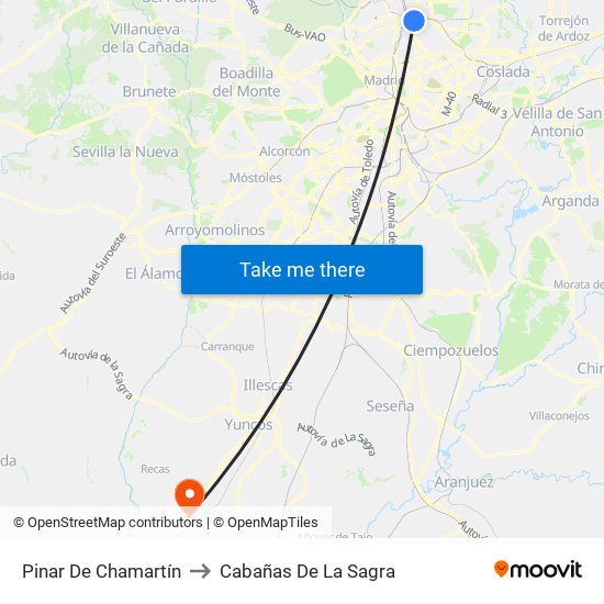 Pinar De Chamartín to Cabañas De La Sagra map