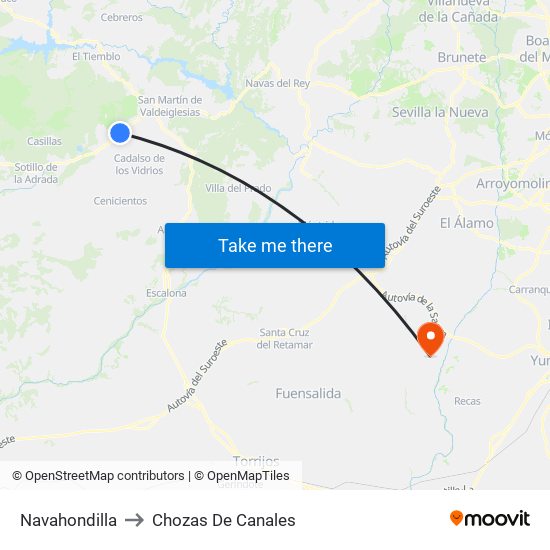 Navahondilla to Chozas De Canales map
