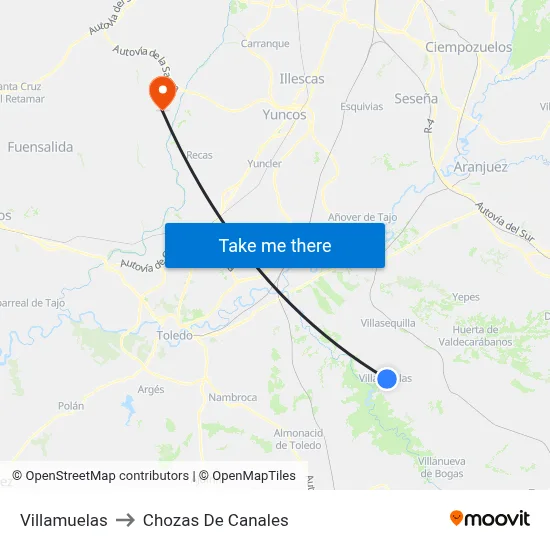 Villamuelas to Chozas De Canales map