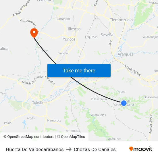 Huerta De Valdecarábanos to Chozas De Canales map