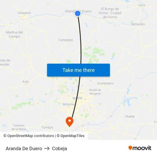 Aranda De Duero to Cobeja map