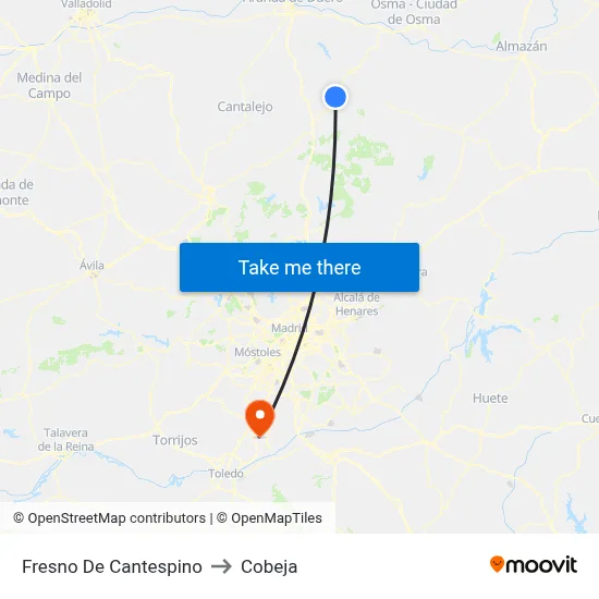 Fresno De Cantespino to Cobeja map
