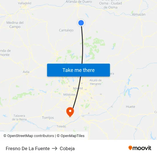 Fresno De La Fuente to Cobeja map