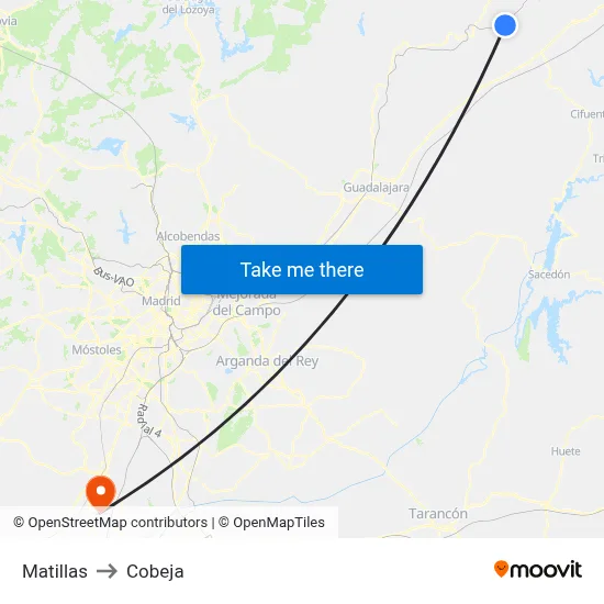 Matillas to Cobeja map