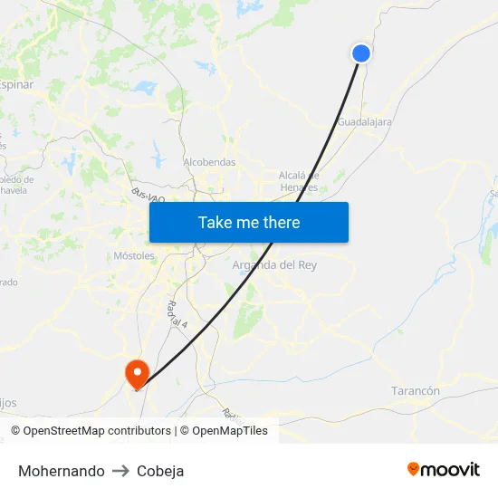 Mohernando to Cobeja map