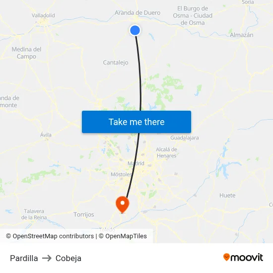 Pardilla to Cobeja map