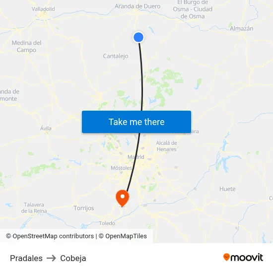 Pradales to Cobeja map