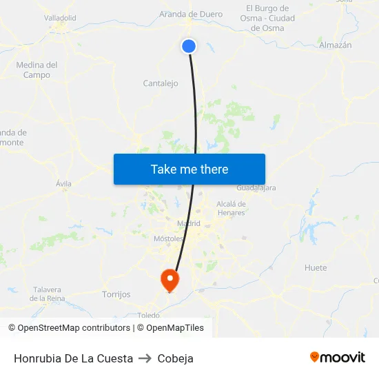 Honrubia De La Cuesta to Cobeja map