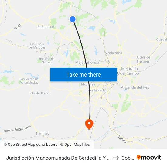 Jurisdicción Mancomunada De Cerdedilla Y Navacerrada to Cobeja map