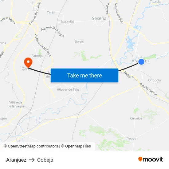 Aranjuez to Cobeja map