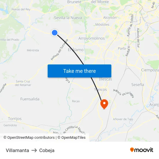 Villamanta to Cobeja map