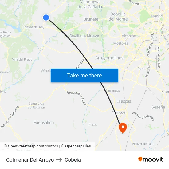 Colmenar Del Arroyo to Cobeja map