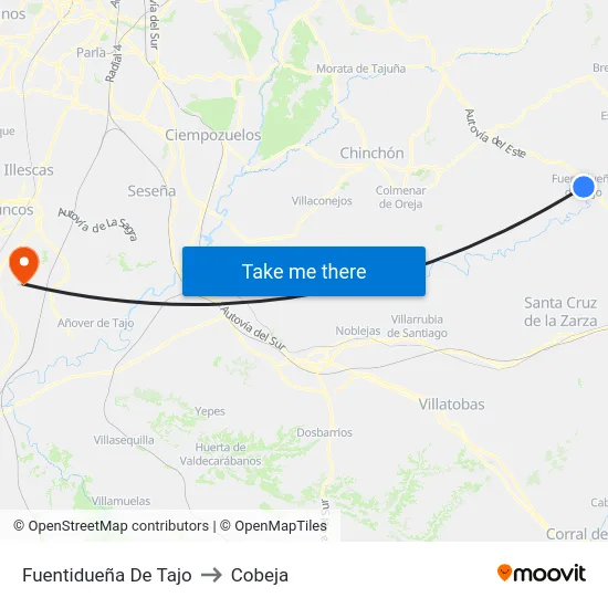 Fuentidueña De Tajo to Cobeja map