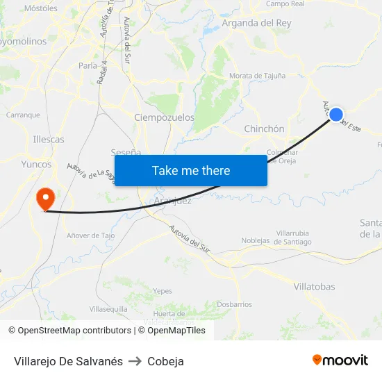 Villarejo De Salvanés to Cobeja map