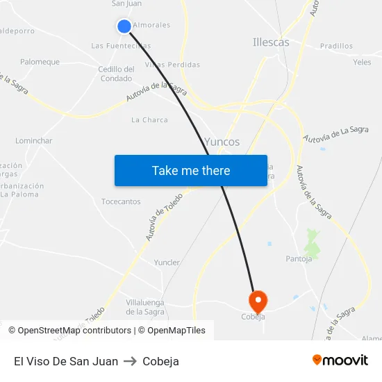 El Viso De San Juan to Cobeja map