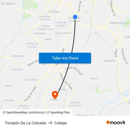Torrejón De La Calzada to Cobeja map