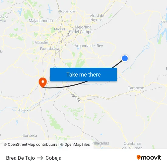 Brea De Tajo to Cobeja map