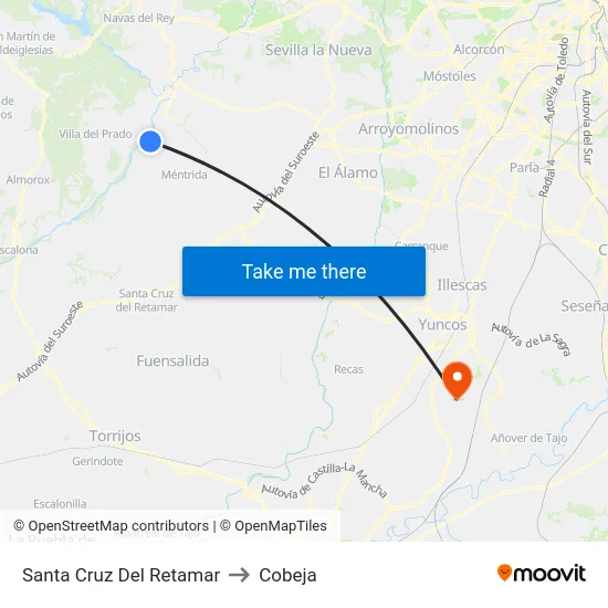 Santa Cruz Del Retamar to Cobeja map