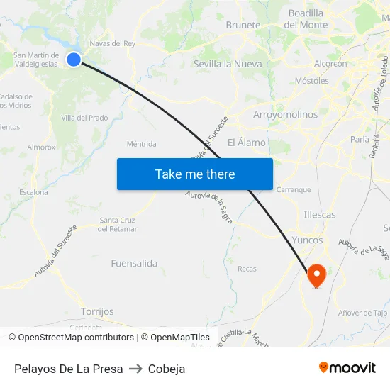 Pelayos De La Presa to Cobeja map