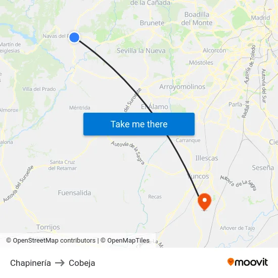 Chapinería to Cobeja map
