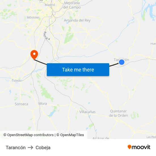 Tarancón to Cobeja map