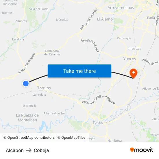 Alcabón to Cobeja map