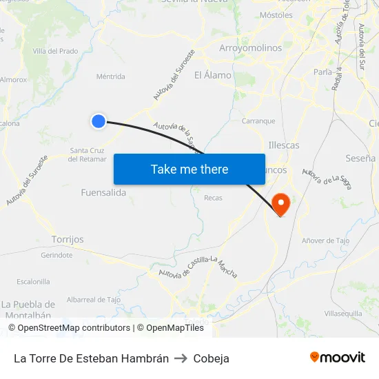 La Torre De Esteban Hambrán to Cobeja map