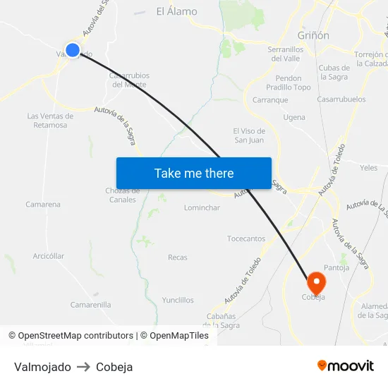 Valmojado to Cobeja map