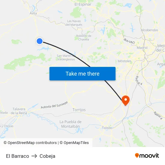 El Barraco to Cobeja map