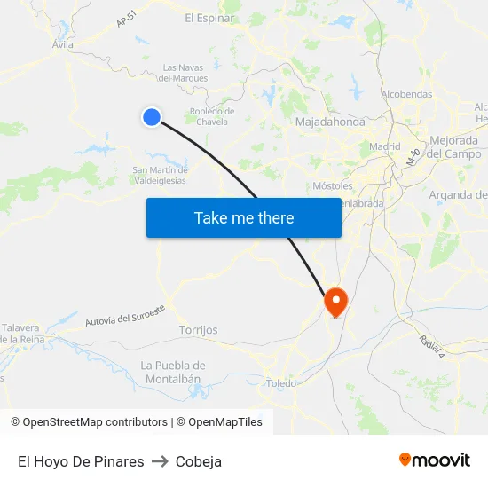 El Hoyo De Pinares to Cobeja map