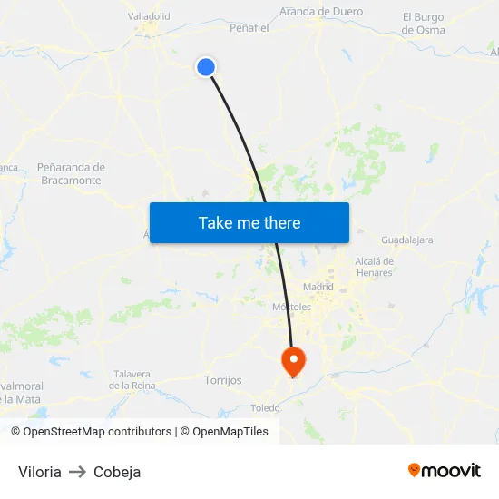 Viloria to Cobeja map