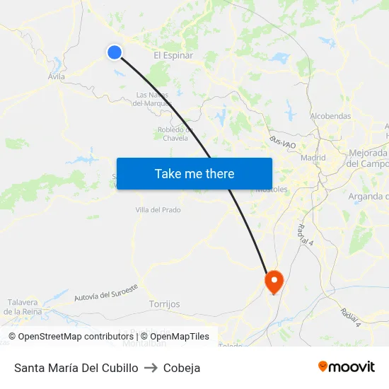 Santa María Del Cubillo to Cobeja map