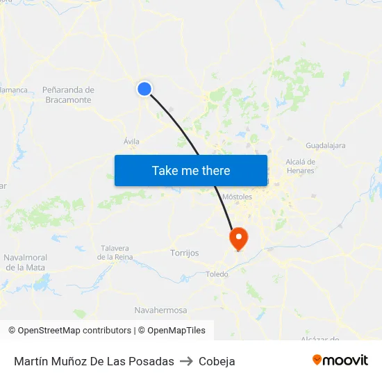 Martín Muñoz De Las Posadas to Cobeja map