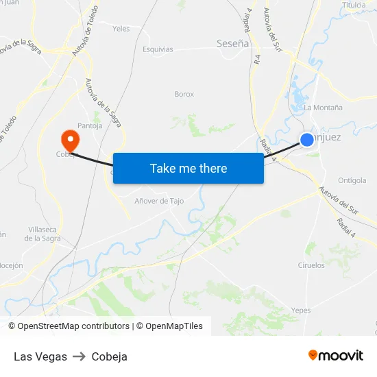 Las Vegas to Cobeja map