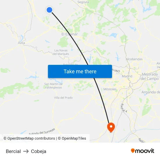 Bercial to Cobeja map