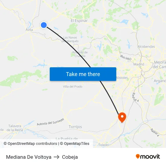 Mediana De Voltoya to Cobeja map