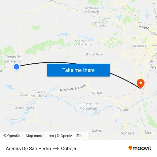 Arenas De San Pedro to Cobeja map