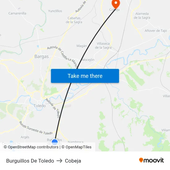 Burguillos De Toledo to Cobeja map