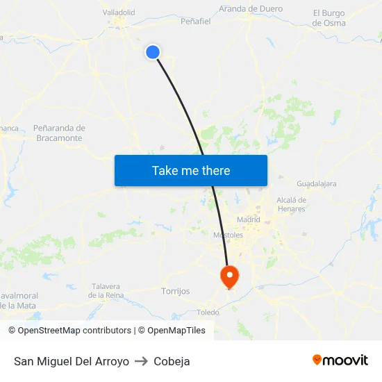 San Miguel Del Arroyo to Cobeja map