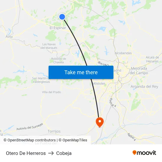 Otero De Herreros to Cobeja map