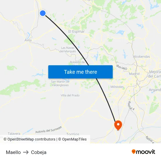 Maello to Cobeja map