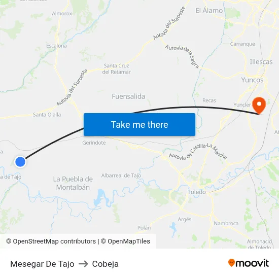 Mesegar De Tajo to Cobeja map