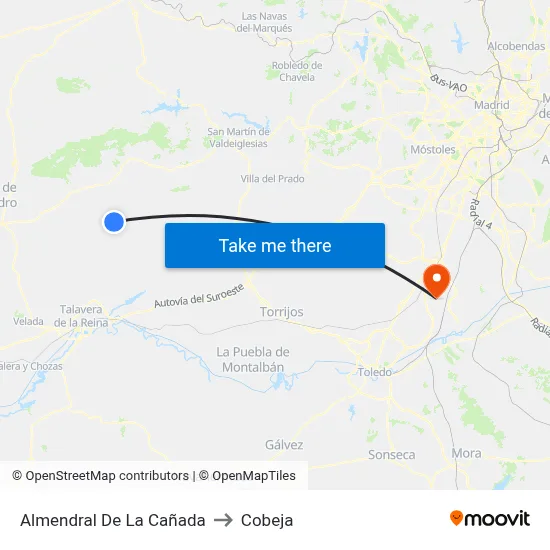 Almendral De La Cañada to Cobeja map