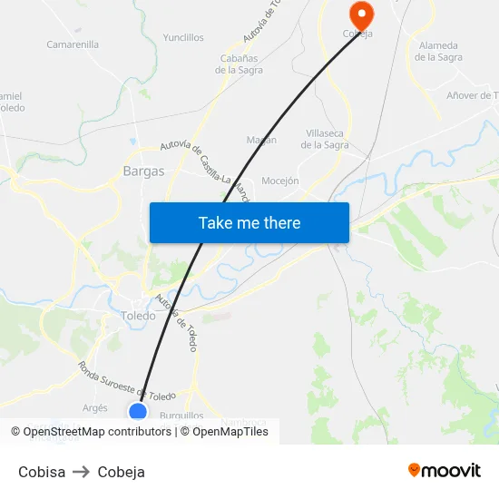 Cobisa to Cobeja map