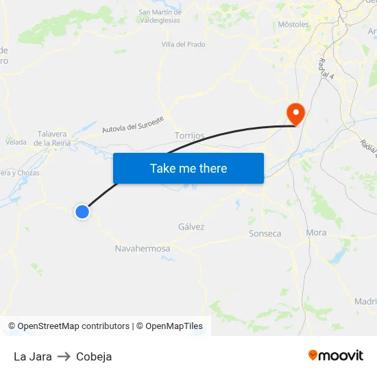 La Jara to Cobeja map