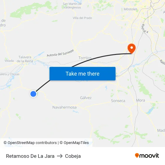 Retamoso De La Jara to Cobeja map
