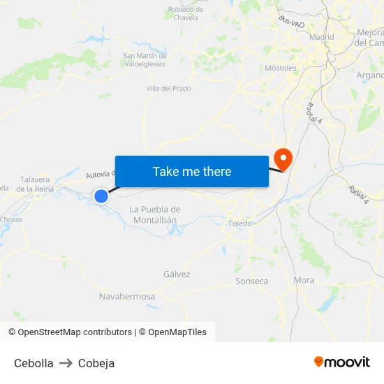 Cebolla to Cobeja map