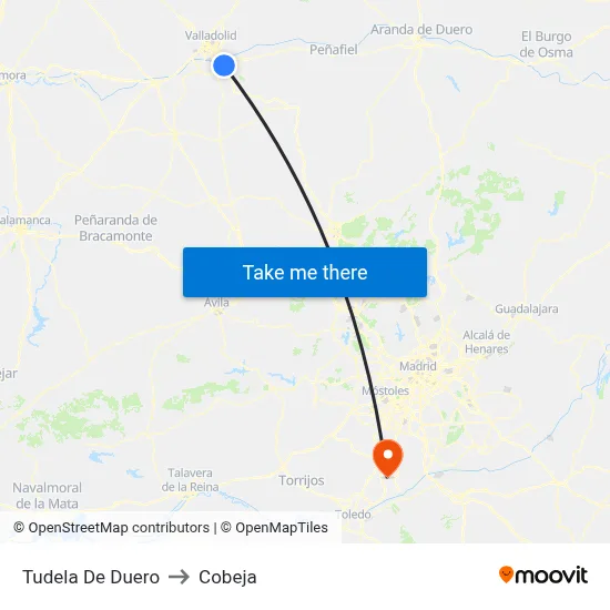 Tudela De Duero to Cobeja map