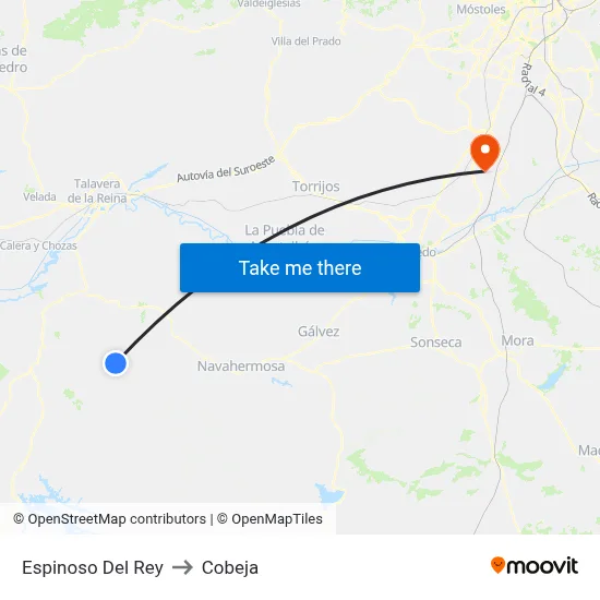 Espinoso Del Rey to Cobeja map