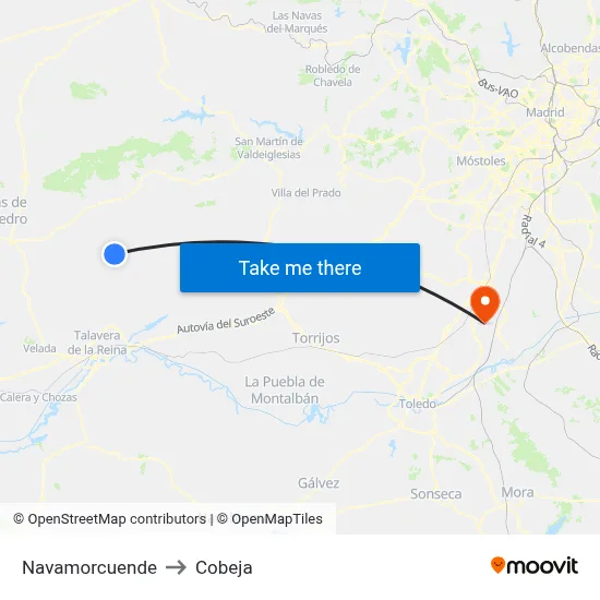 Navamorcuende to Cobeja map